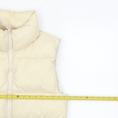 Stradivarius Women Ivory M Padded Puffer Gilet Waistcoat Zip