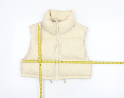 Stradivarius Women Ivory M Padded Puffer Gilet Waistcoat Zip