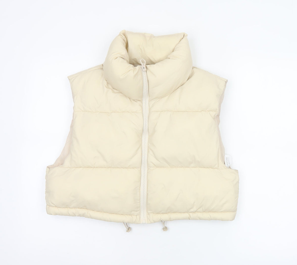 Stradivarius Women Ivory M Padded Puffer Gilet Waistcoat Zip