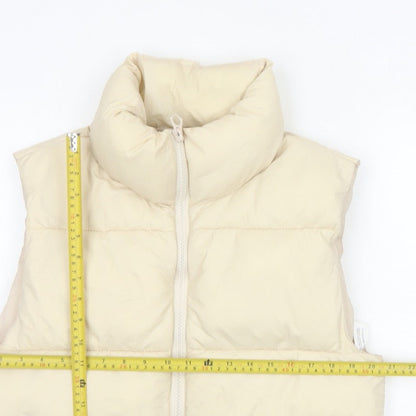 Stradivarius Women Ivory M Padded Puffer Gilet Waistcoat Zip