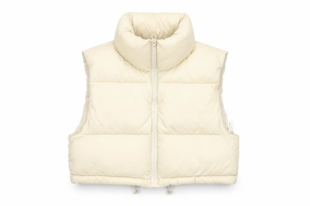 Stradivarius Women Ivory M Padded Puffer Gilet Waistcoat Zip