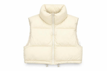 Stradivarius Women Ivory M Padded Puffer Gilet Waistcoat Zip