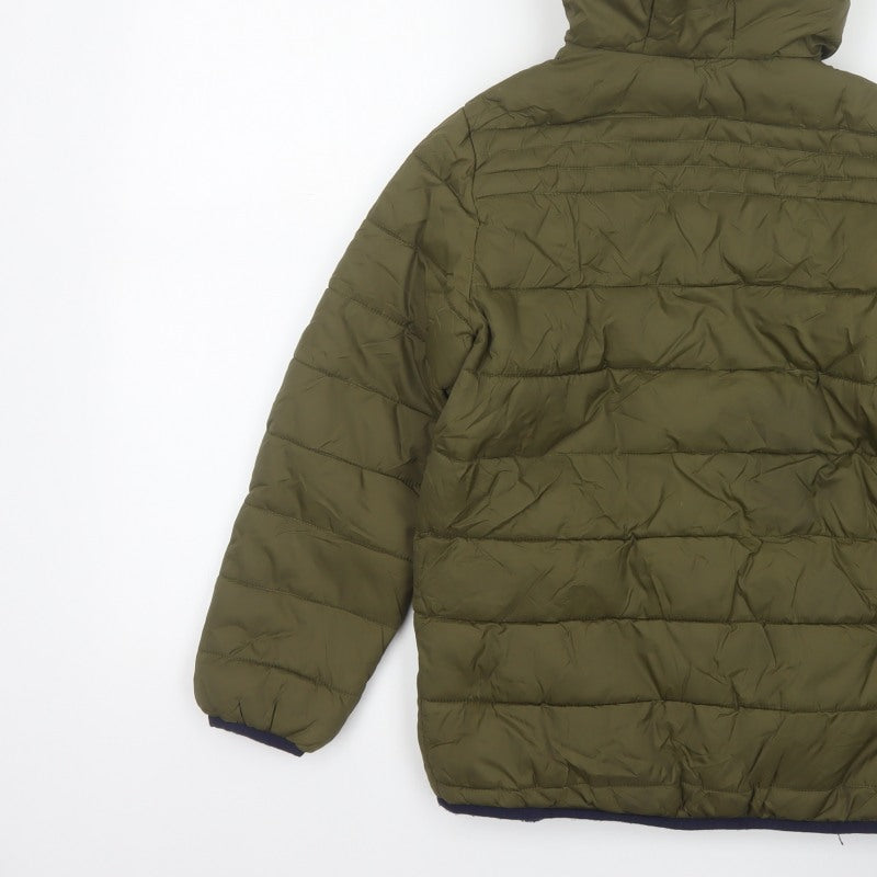 Peter Storm Boys Green 9-10 Years Hooded Puffer Jacket Fleece Lined