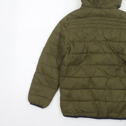 Peter Storm Boys Green 9-10 Years Hooded Puffer Jacket Fleece Lined