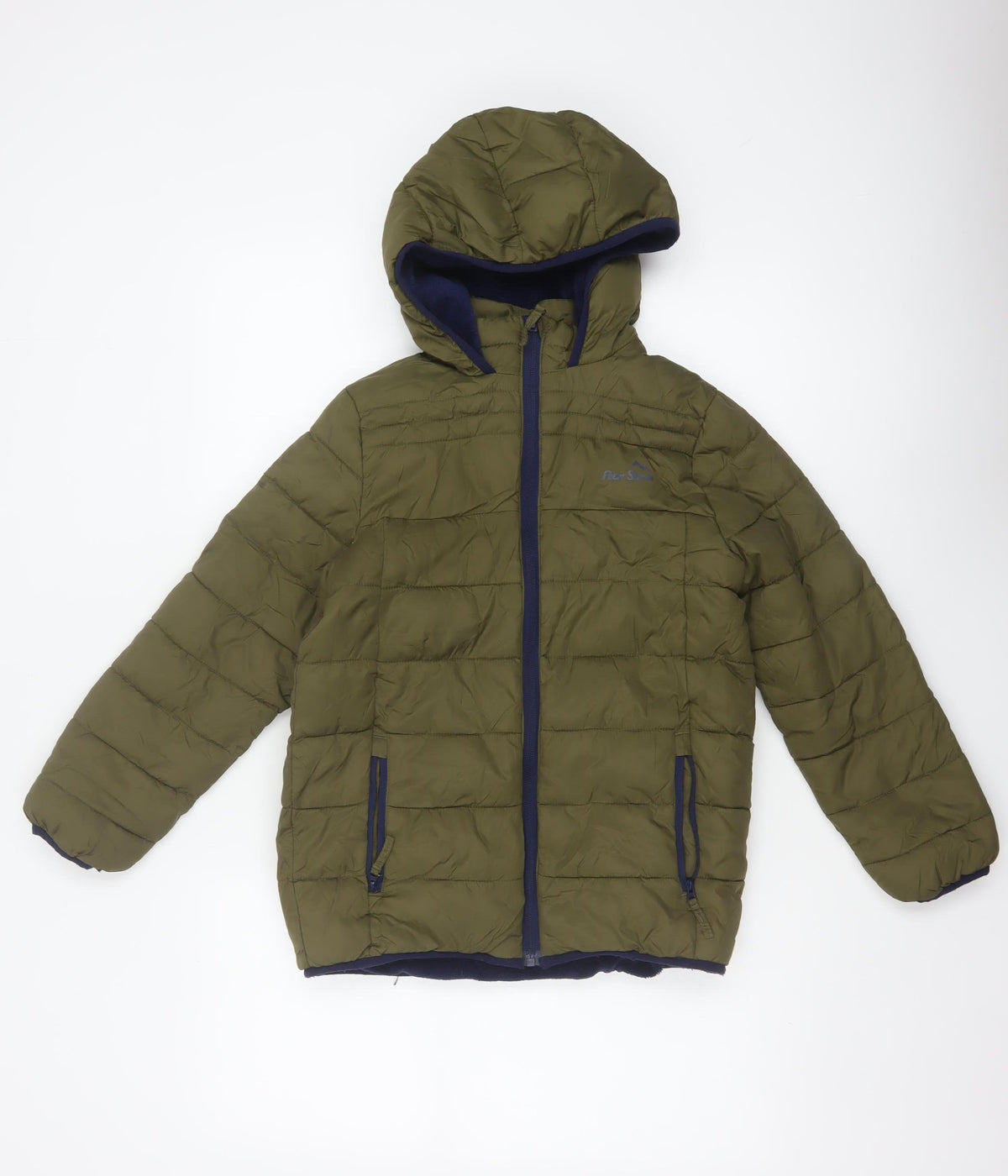 Peter Storm Boys Green 9-10 Years Hooded Puffer Jacket Fleece Lined