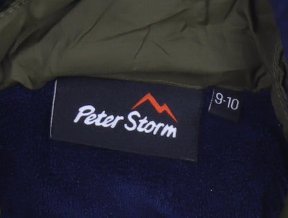 Peter Storm Boys Green 9-10 Years Hooded Puffer Jacket Fleece Lined