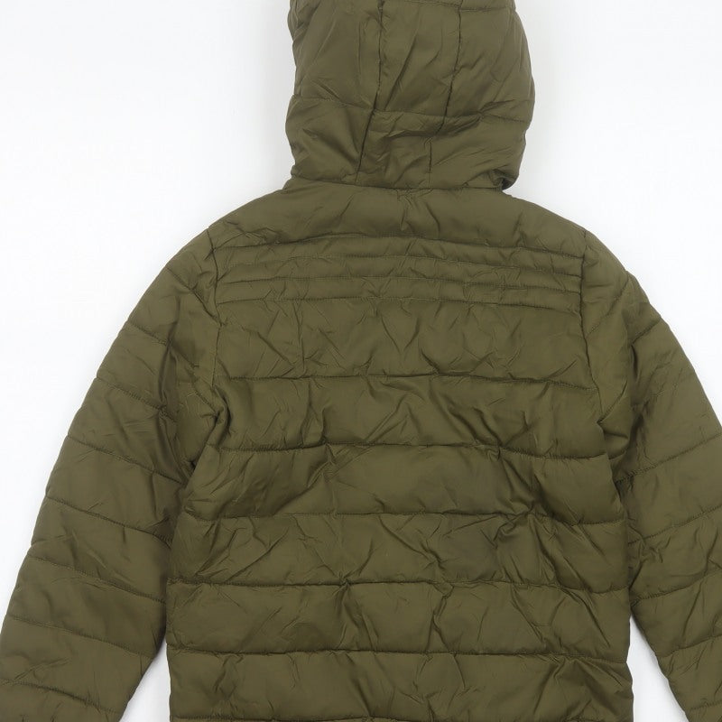 Peter Storm Boys Green 9-10 Years Hooded Puffer Jacket Fleece Lined
