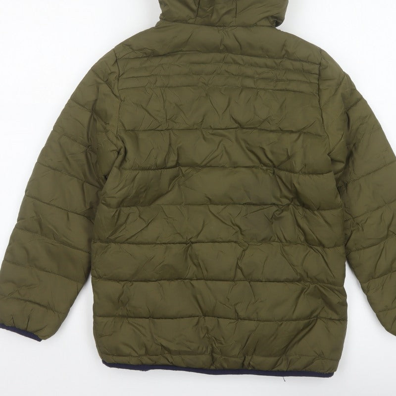 Peter Storm Boys Green 9-10 Years Hooded Puffer Jacket Fleece Lined