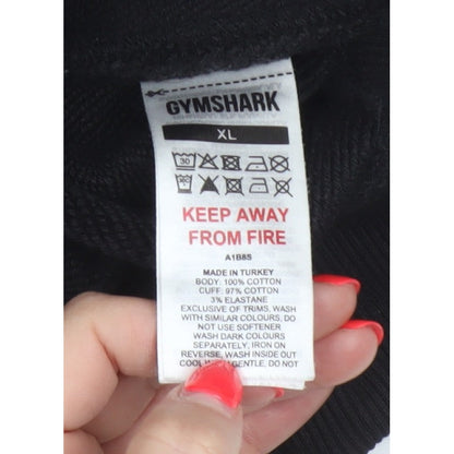Gymshark Men’s Black XL Pullover Hoodie Graphic Print Pocket Cotton