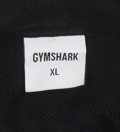 Gymshark Men’s Black XL Pullover Hoodie Graphic Print Pocket Cotton