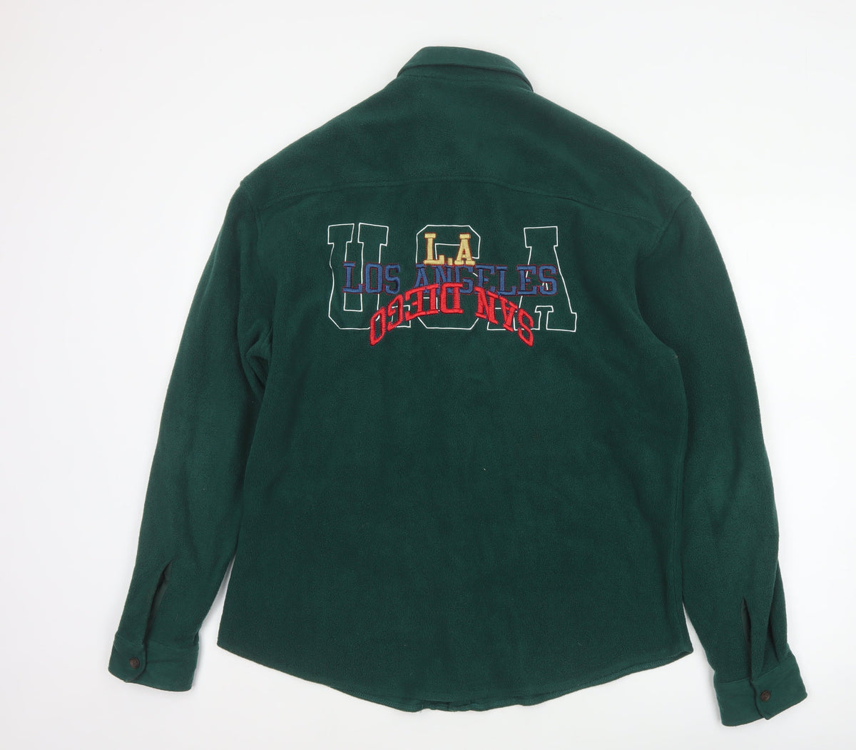 ASOS Design Men’s Green M Fleece Button-Up LA Embroidered Shirt