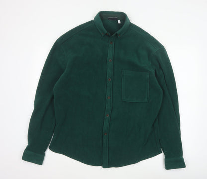 ASOS Design Men’s Green M Fleece Button-Up LA Embroidered Shirt
