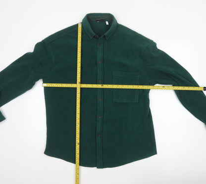 ASOS Design Men’s Green M Fleece Button-Up LA Embroidered Shirt