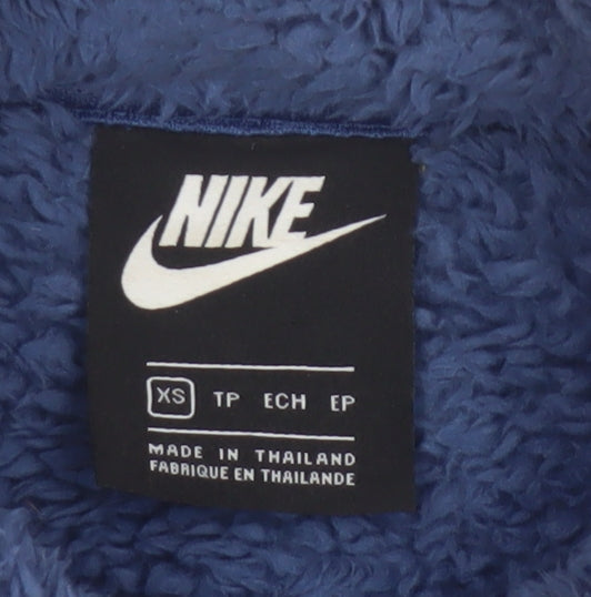 Nike Women’s Blue XS 1/4 Zip Sherpa Fleece Sweatshirt Pink Trim