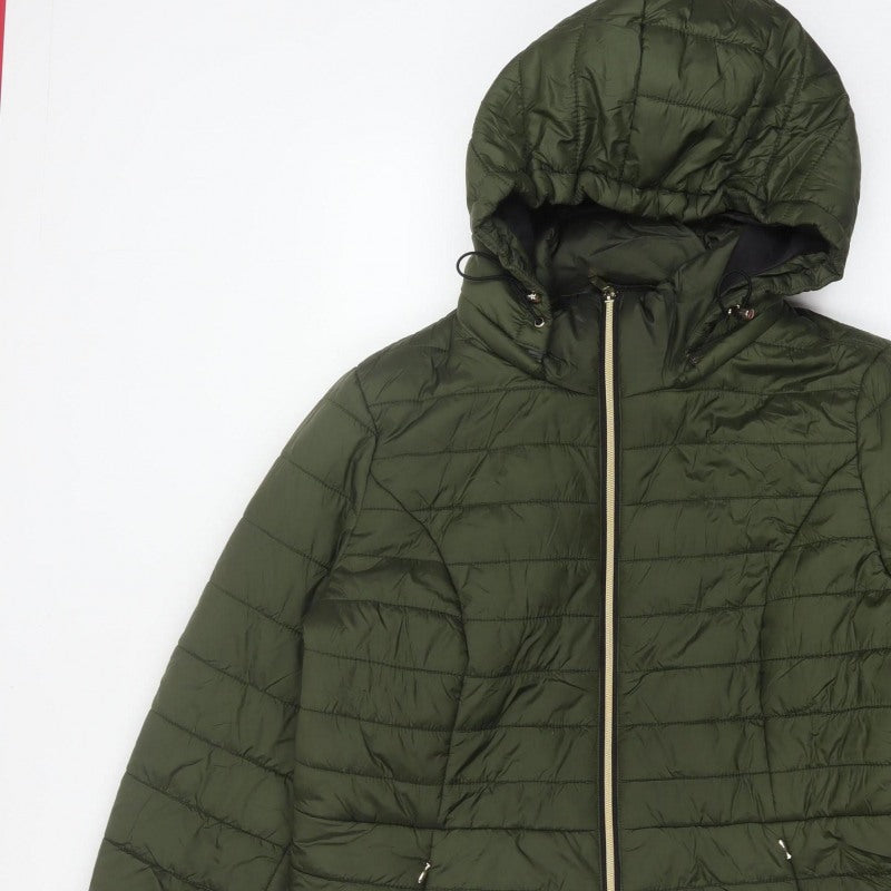 F&F Women’s Green UK 18 Hooded Quilted Puffer Jacket