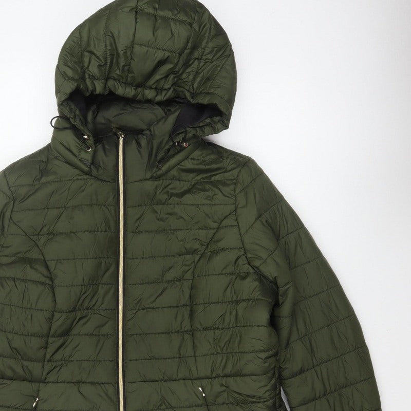 F&F Women’s Green UK 18 Hooded Quilted Puffer Jacket