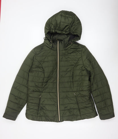 F&F Women’s Green UK 18 Hooded Quilted Puffer Jacket