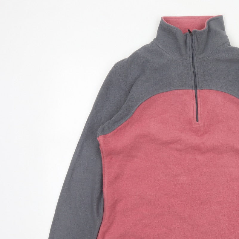 F.LLI Campagnolo Women’s Pink Grey 16 Colourblock 1/4 Zip Fleece Sweatshirt