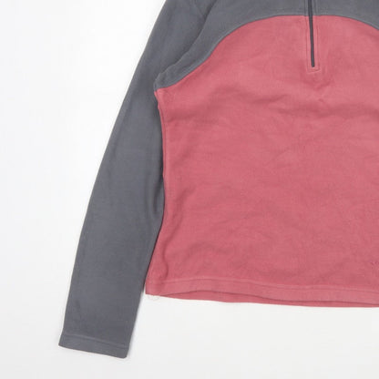 F.LLI Campagnolo Women’s Pink Grey 16 Colourblock 1/4 Zip Fleece Sweatshirt