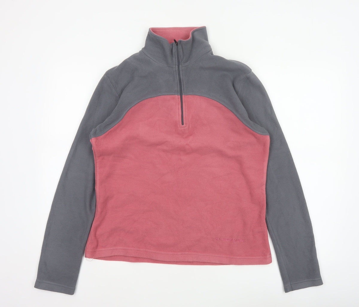 F.LLI Campagnolo Women’s Pink Grey 16 Colourblock 1/4 Zip Fleece Sweatshirt