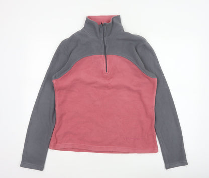 F.LLI Campagnolo Women’s Pink Grey 16 Colourblock 1/4 Zip Fleece Sweatshirt