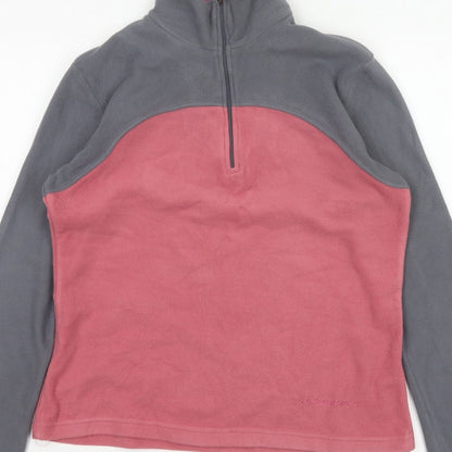 F.LLI Campagnolo Women’s Pink Grey 16 Colourblock 1/4 Zip Fleece Sweatshirt