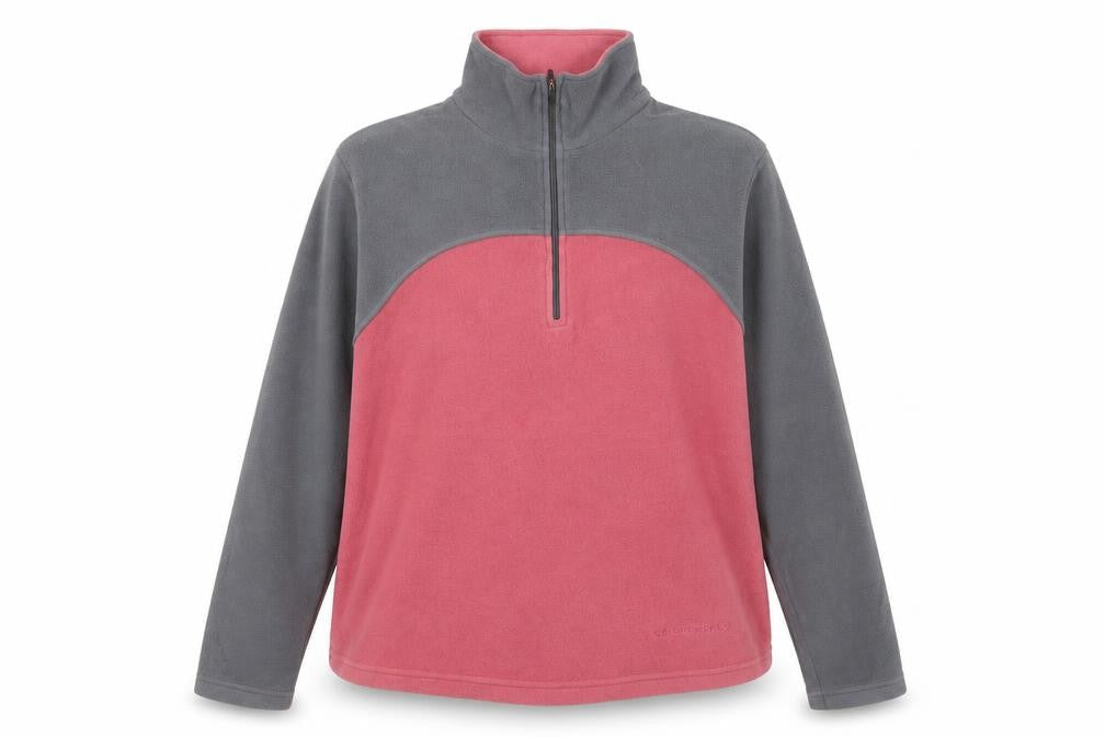 F.LLI Campagnolo Women’s Pink Grey 16 Colourblock 1/4 Zip Fleece Sweatshirt