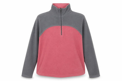 F.LLI Campagnolo Women’s Pink Grey 16 Colourblock 1/4 Zip Fleece Sweatshirt