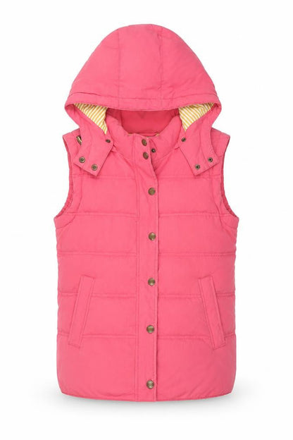 Boden Women Pink UK 16 Hooded Down Padded Puffer Gilet Waistcoat