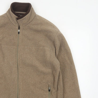 Marks and Spencer Men's Brown M Fleece Full Zip Stand Collar Jacket