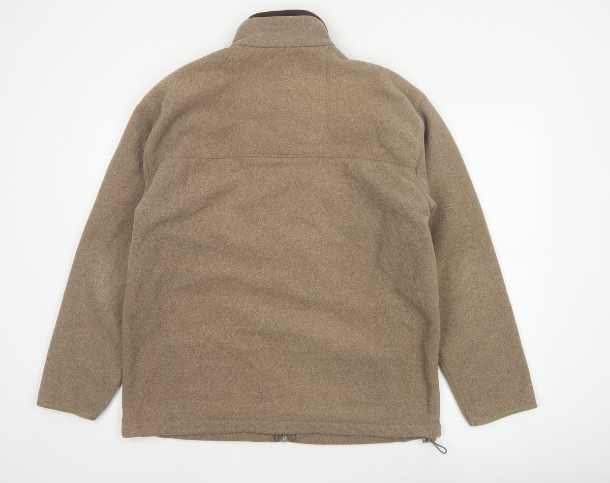 Marks and Spencer Men's Brown M Fleece Full Zip Stand Collar Jacket