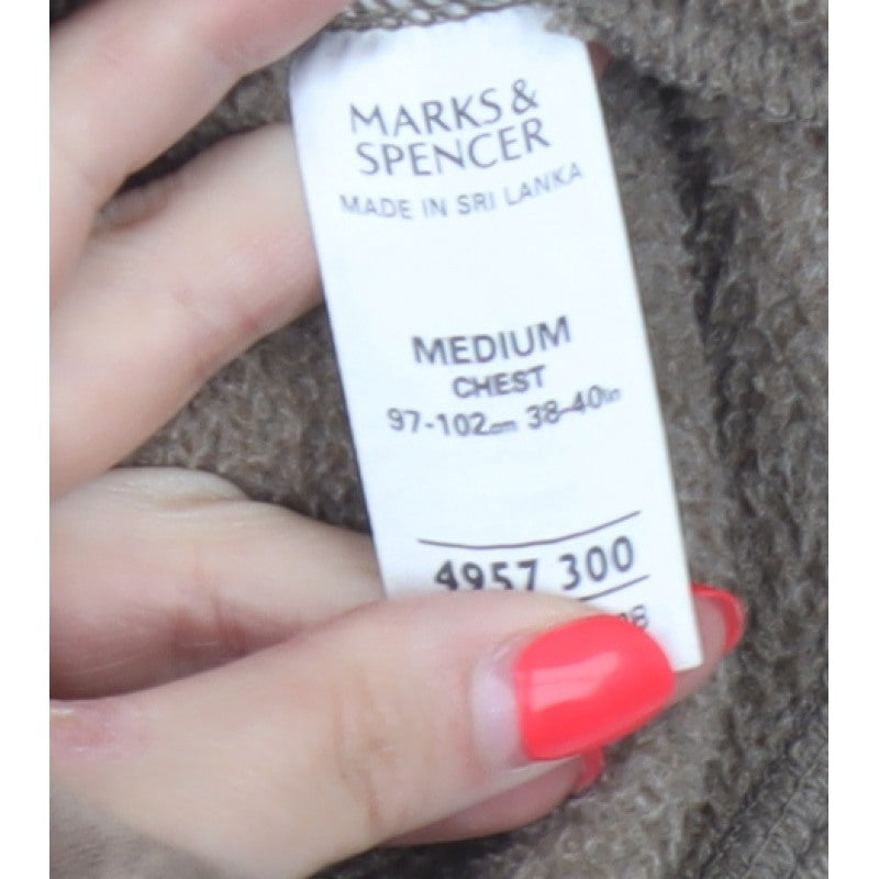 Marks and Spencer Men's Brown M Fleece Full Zip Stand Collar Jacket