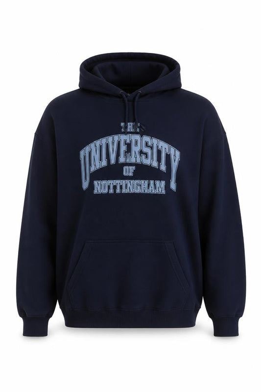 Front view of Jerzees Men’s Blue XL University of Nottingham Graphic Pullover Hoodie