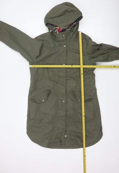 Joules Women’s Green UK 8 Waterproof Breathable Hooded Parka Coat