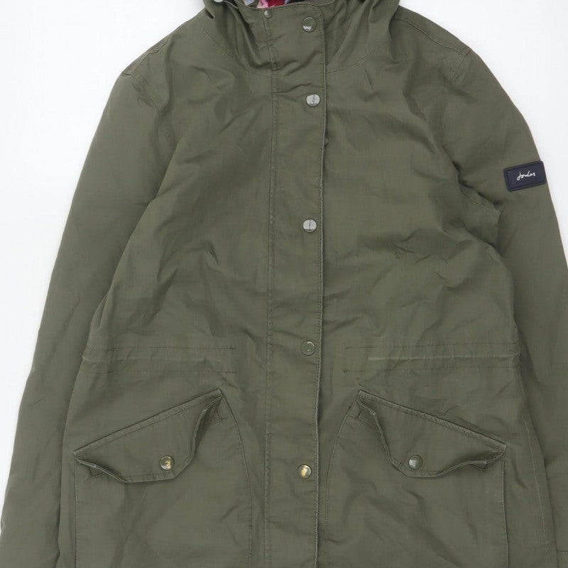 Joules Women’s Green UK 8 Waterproof Breathable Hooded Parka Coat
