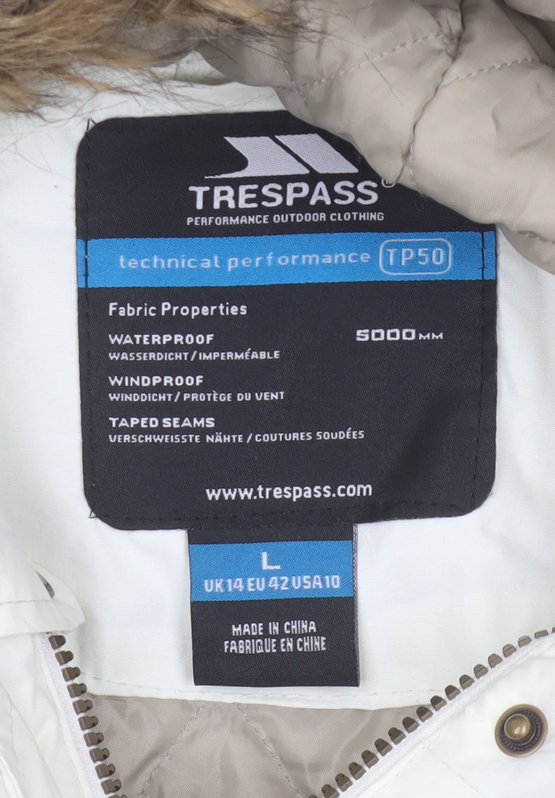 Trespass Women White UK 14 Waterproof Faux Fur Hooded Parka Coat