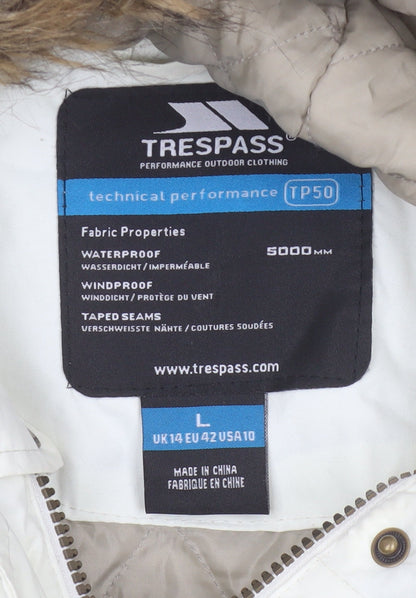 Trespass Women White UK 14 Waterproof Faux Fur Hooded Parka Coat