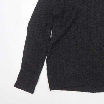 Lauren Ralph Lauren Men Black M Cable Knit V-Neck Logo Jumper