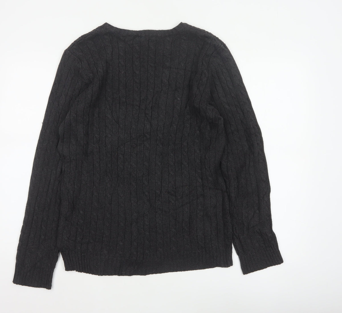 Lauren Ralph Lauren Men Black M Cable Knit V-Neck Logo Jumper