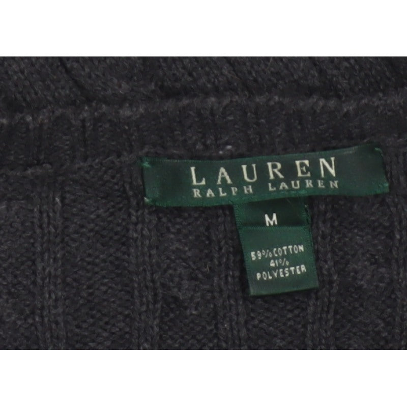 Lauren Ralph Lauren Men Black M Cable Knit V-Neck Logo Jumper