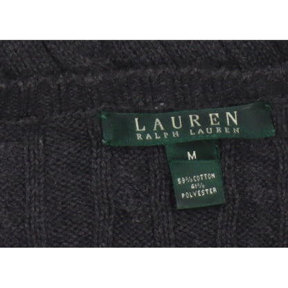 Lauren Ralph Lauren Men Black M Cable Knit V-Neck Logo Jumper