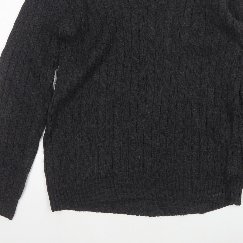 Lauren Ralph Lauren Men Black M Cable Knit V-Neck Logo Jumper