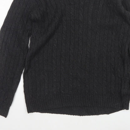 Lauren Ralph Lauren Men Black M Cable Knit V-Neck Logo Jumper