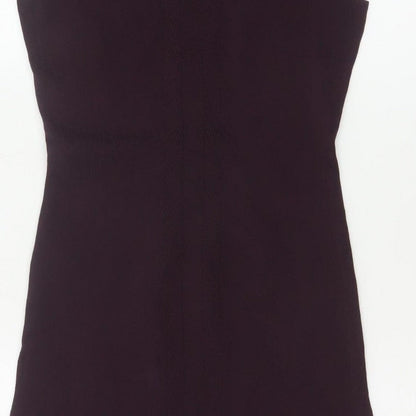 Reiss Women Purple UK 10 Bodycon Knit Knee Length V-Neck Dress