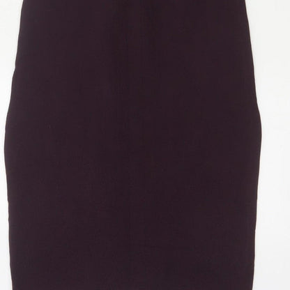 Reiss Women Purple UK 10 Bodycon Knit Knee Length V-Neck Dress