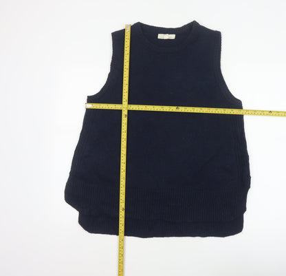 Seasalt Cornwall Women’s Blue Merino Wool Knit Vest Jumper UK 14