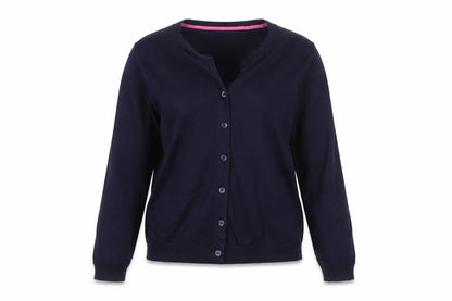 Joules Women Blue UK 12 Cotton Button-Up Round Neck Cardigan