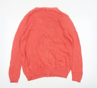 Damart Women Pink Size 14 Cable Knit V-Neck Button Cardigan