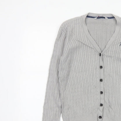 Crew Clothing Co. Women’s Grey Size 10 Cable Knit V-Neck Cardigan