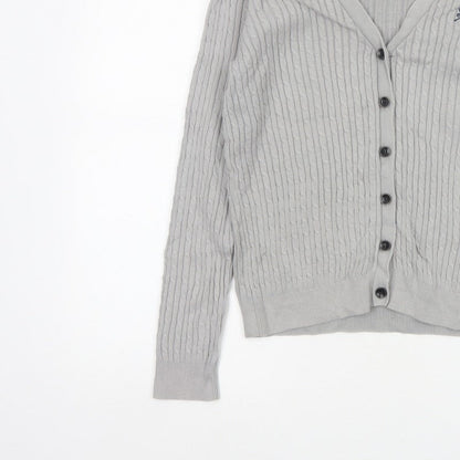 Crew Clothing Co. Women’s Grey Size 10 Cable Knit V-Neck Cardigan